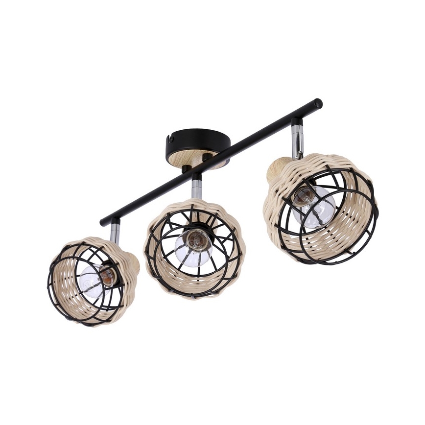Bodové svítidlo TAJGA 3xE14/40W/230V ratan/černá