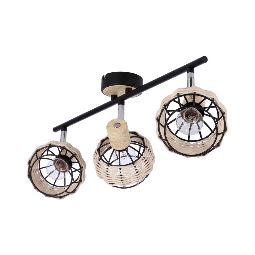 Bodové svítidlo TAJGA 3xE14/40W/230V ratan/černá