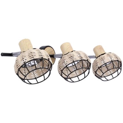 Bodové svítidlo TAJGA 3xE14/40W/230V ratan/černá