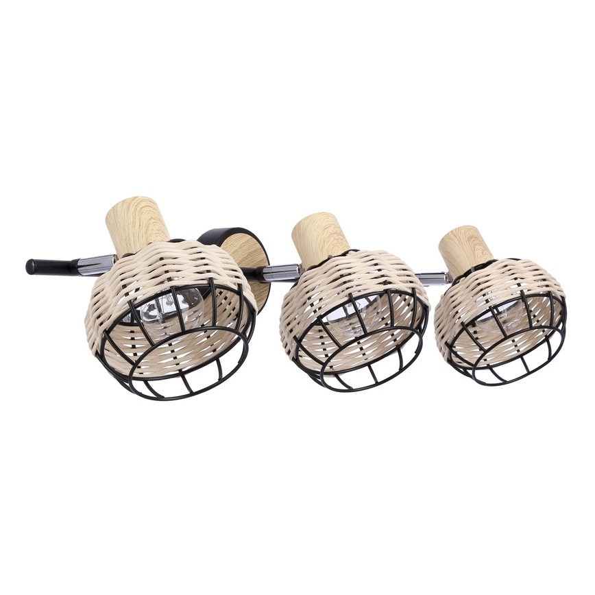 Bodové svítidlo TAJGA 3xE14/40W/230V ratan/černá