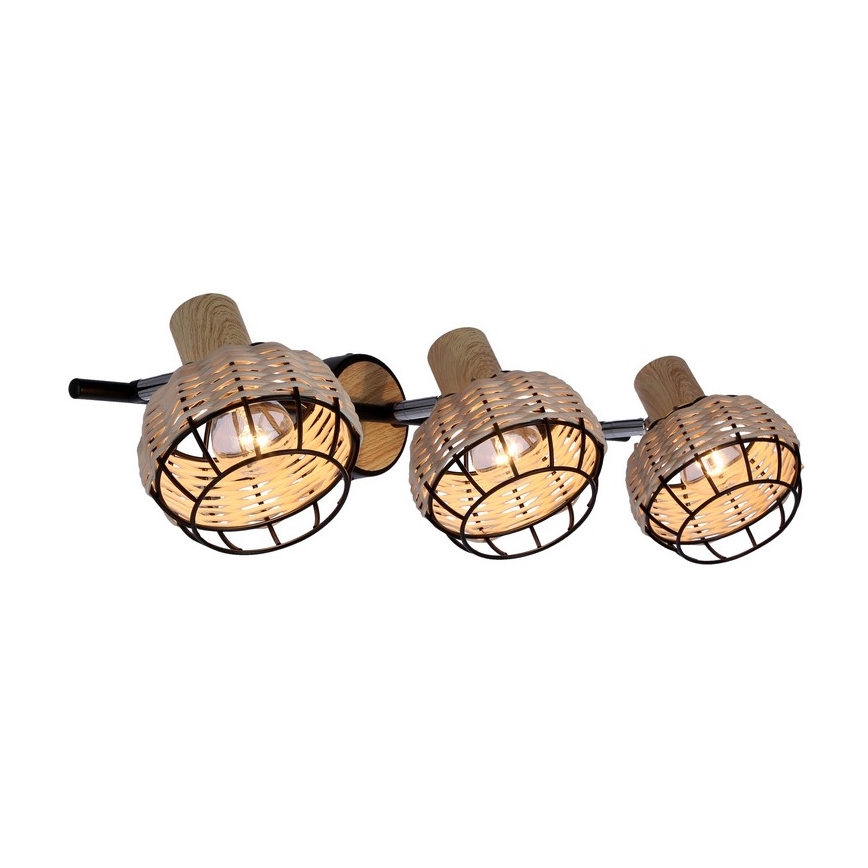 Bodové svítidlo TAJGA 3xE14/40W/230V ratan/černá