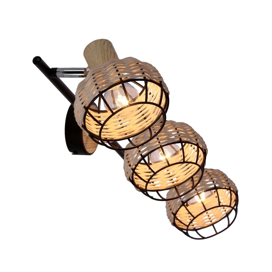 Bodové svítidlo TAJGA 3xE14/40W/230V ratan/černá
