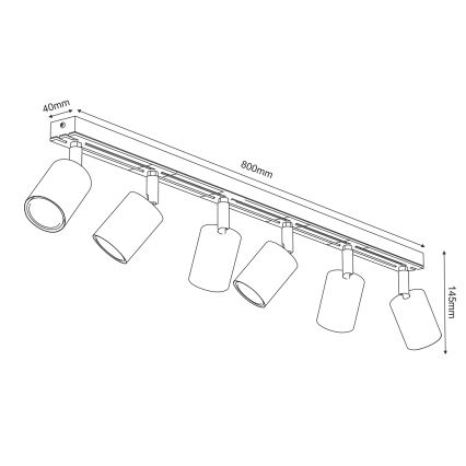 Bodové svítidlo TERRA 6xGU10/8W/230V bílá/dub