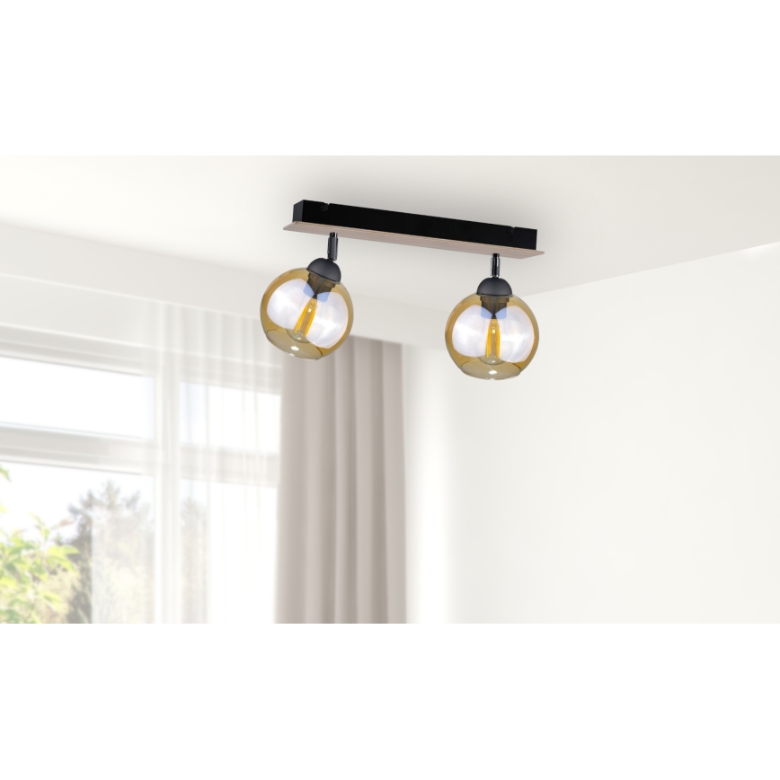 Bodové svítidlo THEA WOOD 2xE27/60W/230V