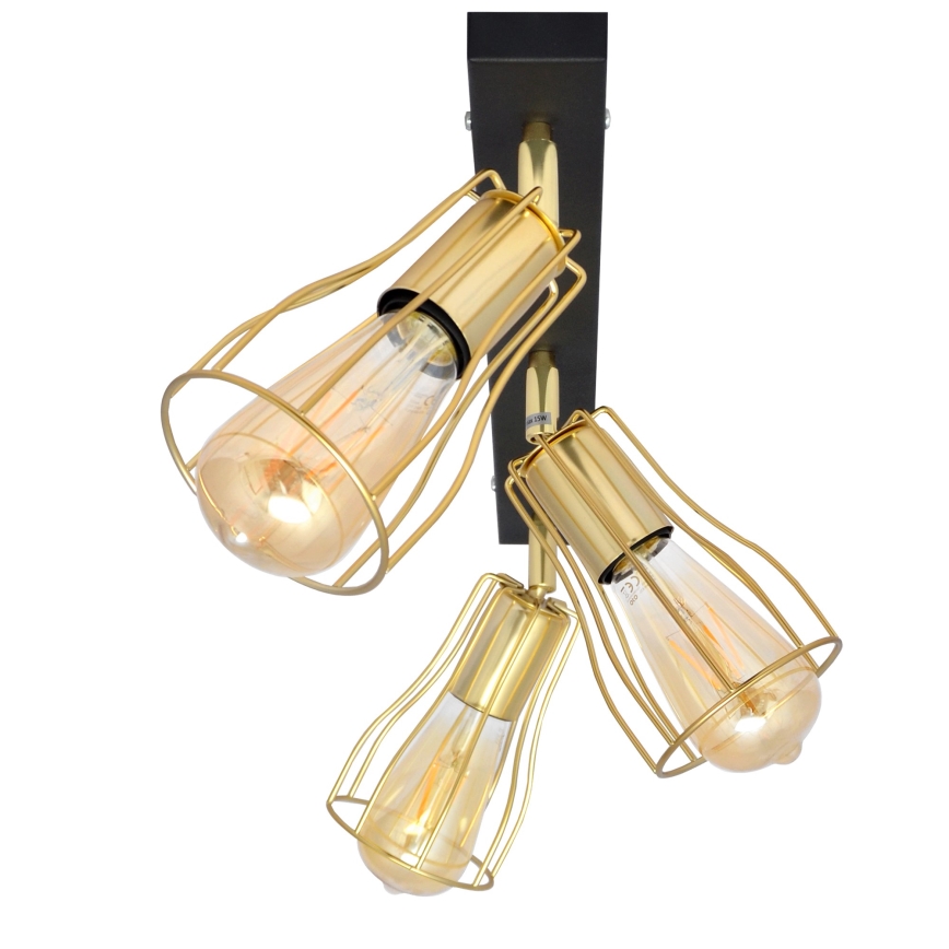 Bodové svítidlo TUBE 3xE27/15W/230V zlatá/černá