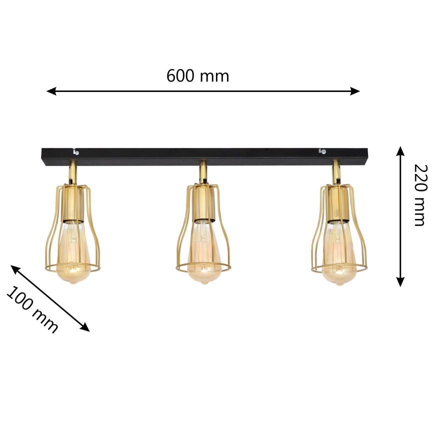 Bodové svítidlo TUBE 3xE27/15W/230V zlatá/černá