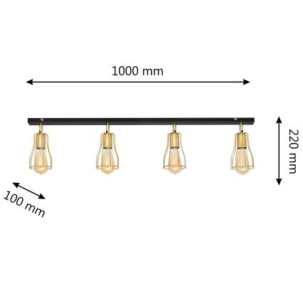 Bodové svítidlo TUBE 4xE27/15W/230V zlatá/černá
