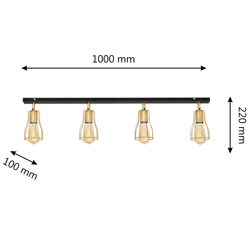 Bodové svítidlo TUBE 4xE27/15W/230V zlatá/černá