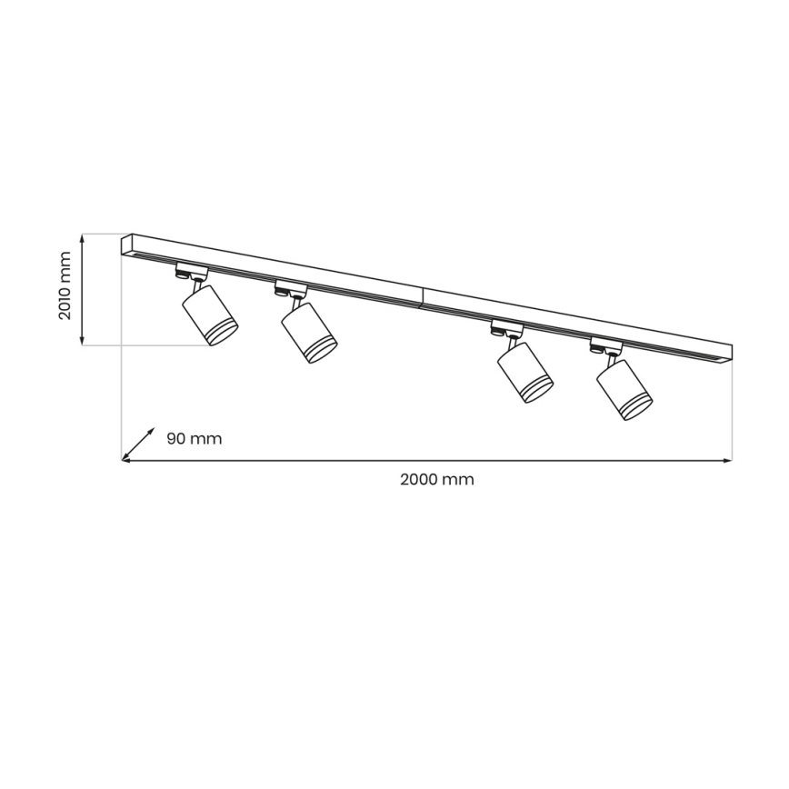 Bodové svítidlo v lištovém systému PIPE 4xGU10/10W/230V 2x1m černá