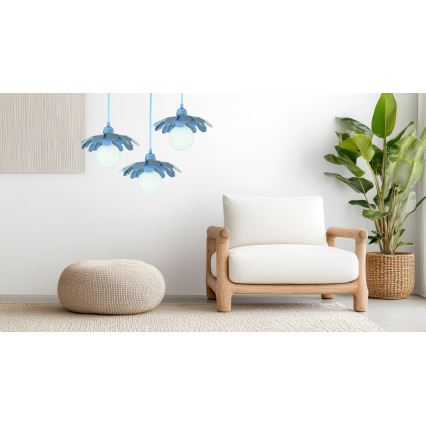 Bohemia-Design - Lustr na lanku 1xE27/60W/230V modrá