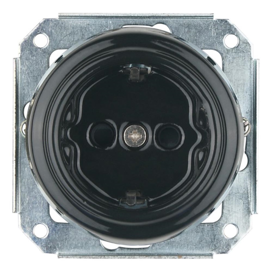 Bohemia-Design - Porcelánová retro domovní zásuvka bez rámečku SCHUKO 250V/16A černá