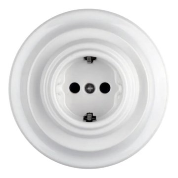 Bohemia-Design - Porcelánová retro domovní zásuvka s rámečkem SCHUKO 250V/16A bílá