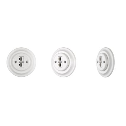 Bohemia-Design -Porcelánová retro ethernetová zásuvka bez rámečku 2x CAT.5E bílá