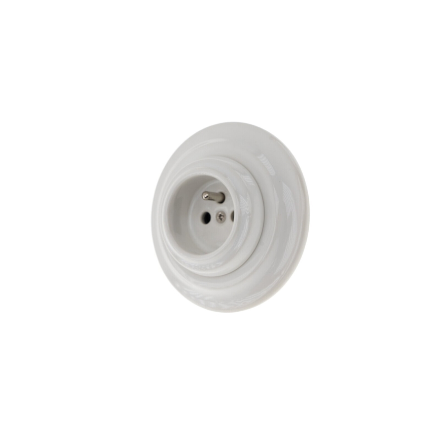 Bohemia-Design - Porcelánová retro zásuvka domovní s rámečkem 250V/16A bílá