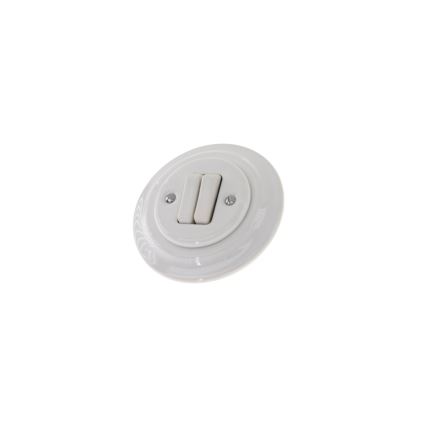 Bohemia-Design - Porcelánový retro dvojitý vypínač s rámečkem č. 6+6 bílá