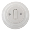 Bohemia-Design - Porcelánový retro jednoduchý vypínač s rámečkem č. 1 bílá
