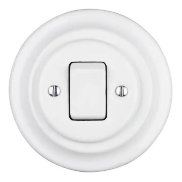 Bohemia-Design - Porcelánový retro jednoduchý vypínač s rámečkem č. 7 bílá