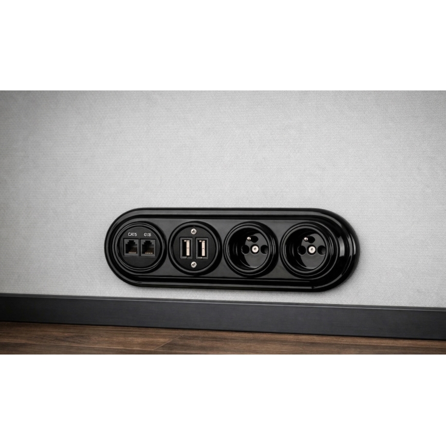 Bohemia-Design - Porcelánový retro rámeček čtyřnásobný černá