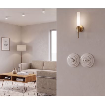 Bohemia-Design - Porcelánový retro stmívač otočný s rámečkem 250V/10A bílá