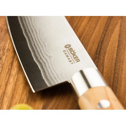 Böker - Damaškový kuchyňský nůž DAMAST OLIVE 21,2 cm olivové dřevo