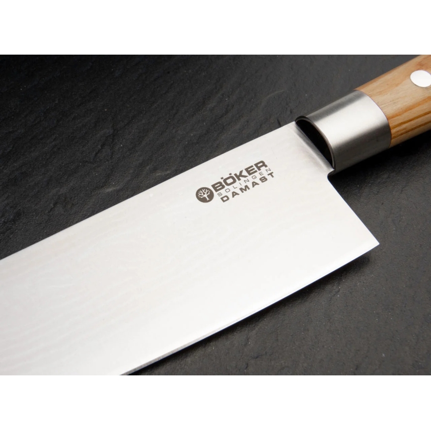 Böker - Damaškový kuchyňský nůž DAMAST OLIVE 21,2 cm olivové dřevo