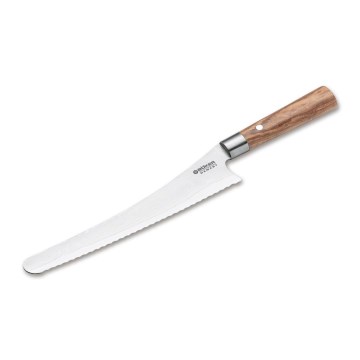 Böker - Damaškový kuchyňský nůž na pečivo DAMAST OLIVE 23,5 cm olivové dřevo