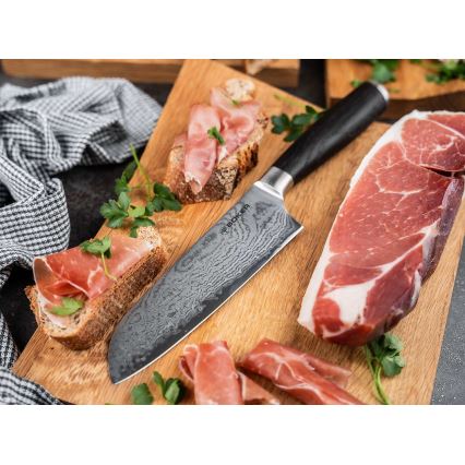 Böker - Damaškový kuchyňský nůž santoku DAMAST 16,5 cm dub