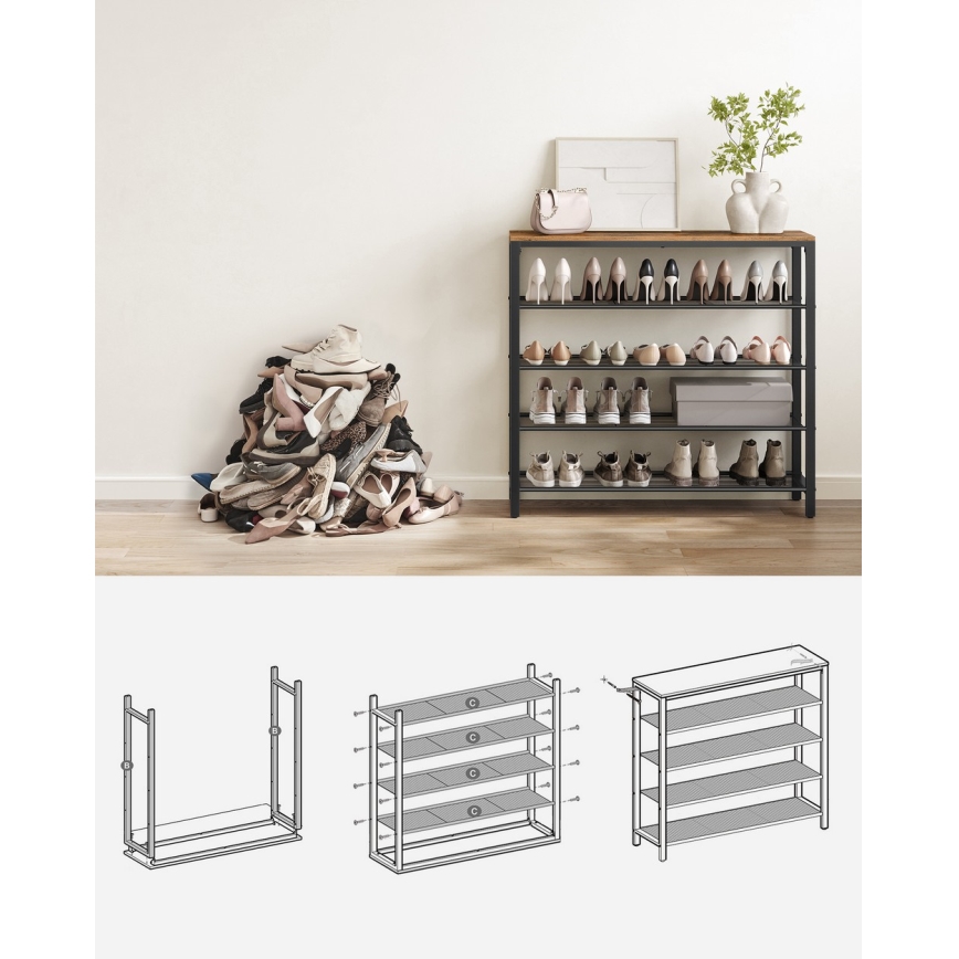 Botník DAVOR hnědá/černá