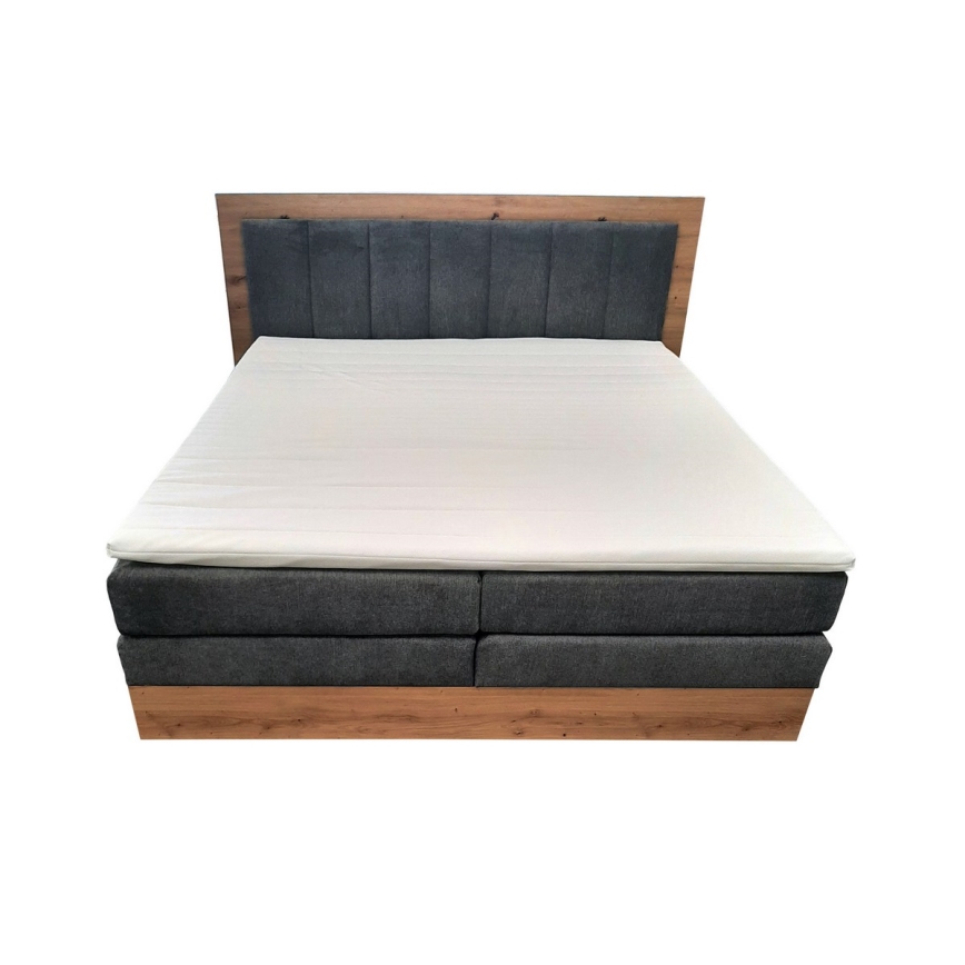 Boxspringová postel s matracemi a topperem s úložným prostorem JASMINE 180x200 cm šedá