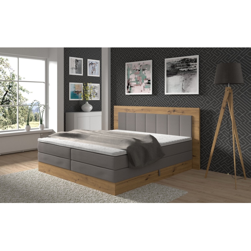 Boxspringová postel s matracemi a topperem s úložným prostorem JASMINE 180x200 cm šedá