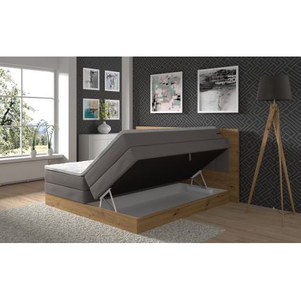 Boxspringová postel s matracemi a topperem s úložným prostorem JASMINE 180x200 cm šedá