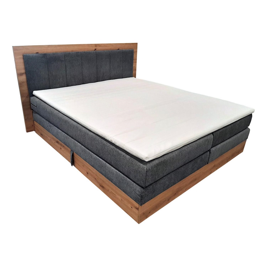 Boxspringová postel s matracemi a topperem s úložným prostorem JASMINE 180x200 cm šedá