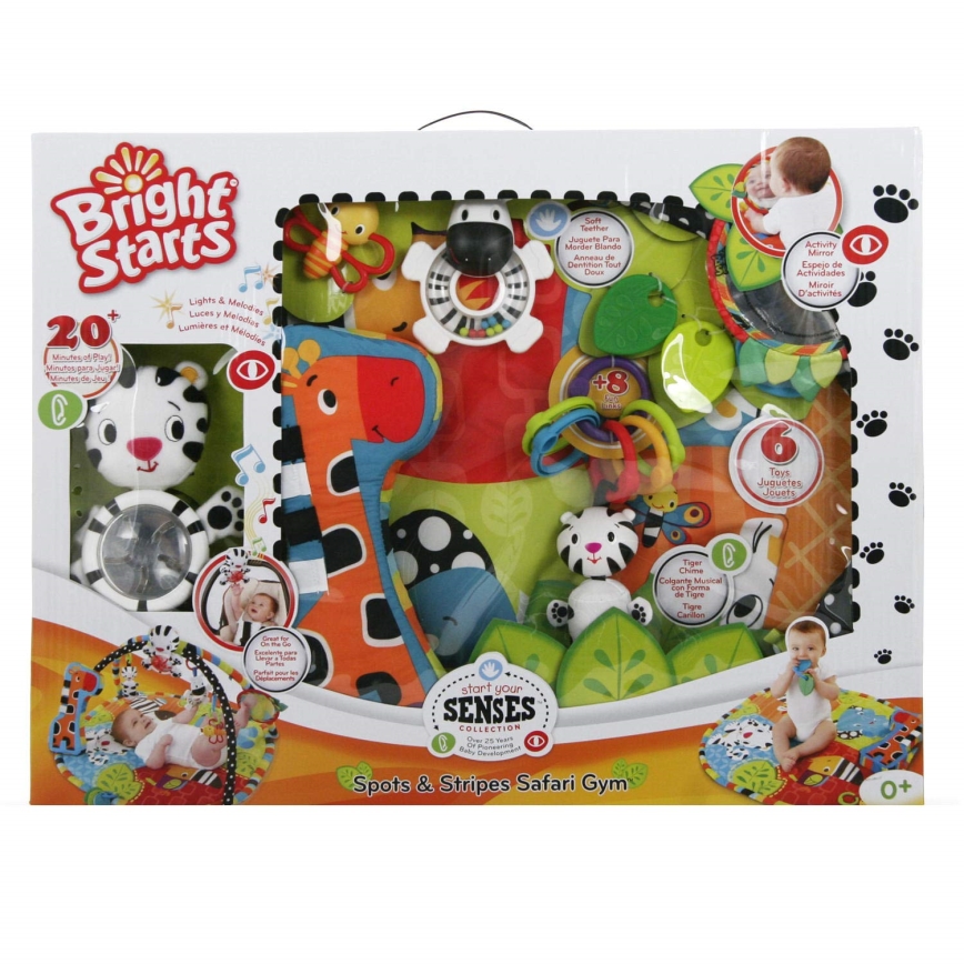 Bright Starts - Dětská hrací deka SAFARI pestrobarevná