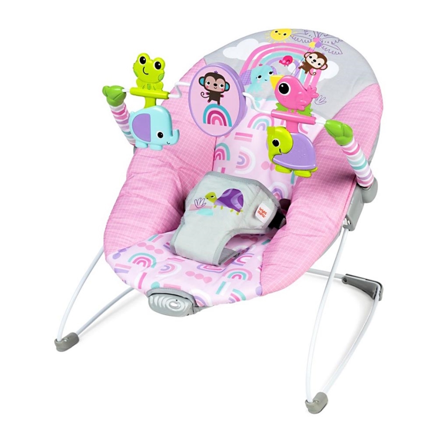 Bright Starts - Dětské vibrující houpátko PINK PARADISE 1xLR14