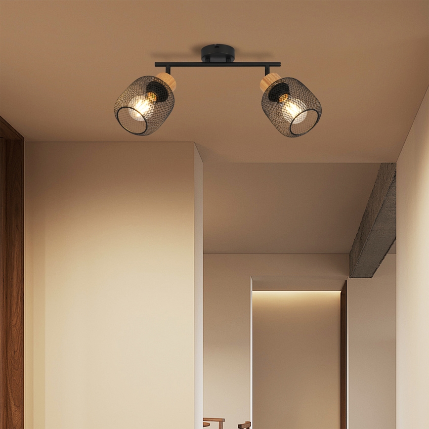 Brilagi - Bodové svítidlo BASKLITE 2xE27/15W/230V dřevo/černá