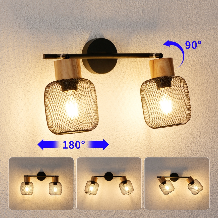 Brilagi - Bodové svítidlo BASKLITE 2xE27/15W/230V kaučukovník/černá