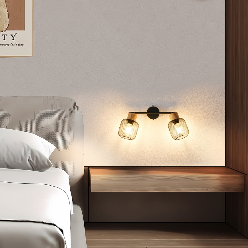 Brilagi - Bodové svítidlo BASKLITE 2xE27/15W/230V kaučukovník/černá