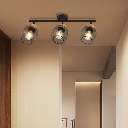 Brilagi - Bodové svítidlo BASKLITE 3xE27/15W/230V dřevo/černá