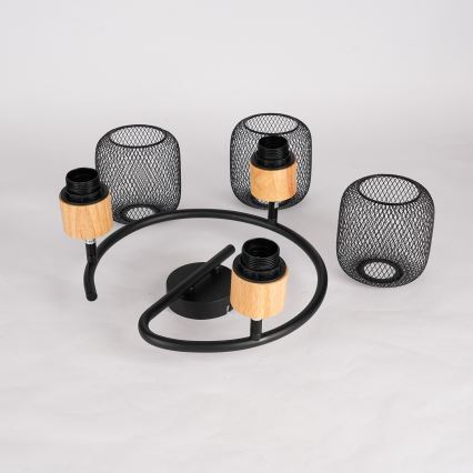 Brilagi - Bodové svítidlo BASKLITE 3xE27/15W/230V dřevo/černá