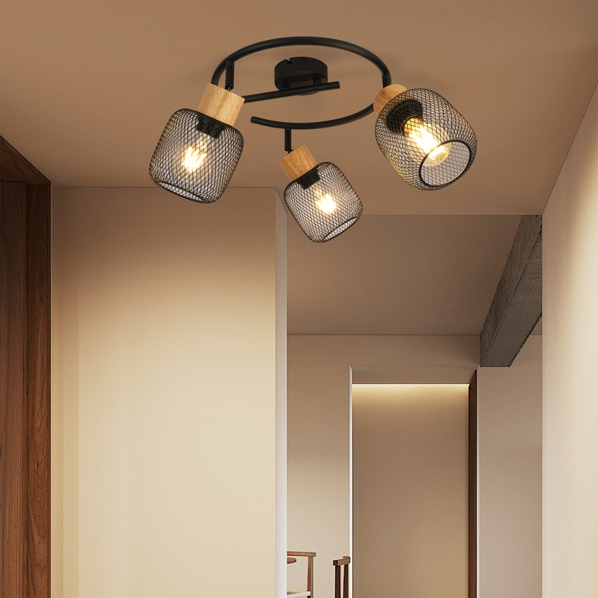 Brilagi - Bodové svítidlo BASKLITE 3xE27/15W/230V kaučukovník/černá