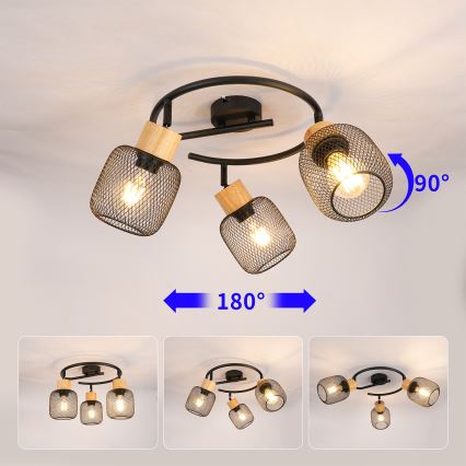 Brilagi - Bodové svítidlo BASKLITE 3xE27/15W/230V kaučukovník/černá