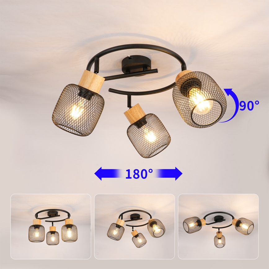 Brilagi - Bodové svítidlo BASKLITE 3xE27/15W/230V kaučukovník/černá