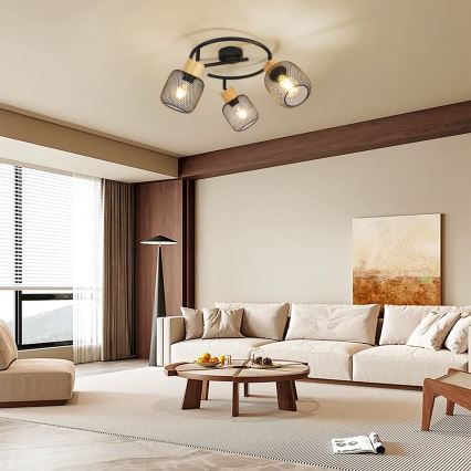 Brilagi - Bodové svítidlo BASKLITE 3xE27/15W/230V kaučukovník/černá