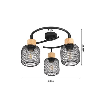 Brilagi - Bodové svítidlo BASKLITE 3xE27/15W/230V kaučukovník/černá
