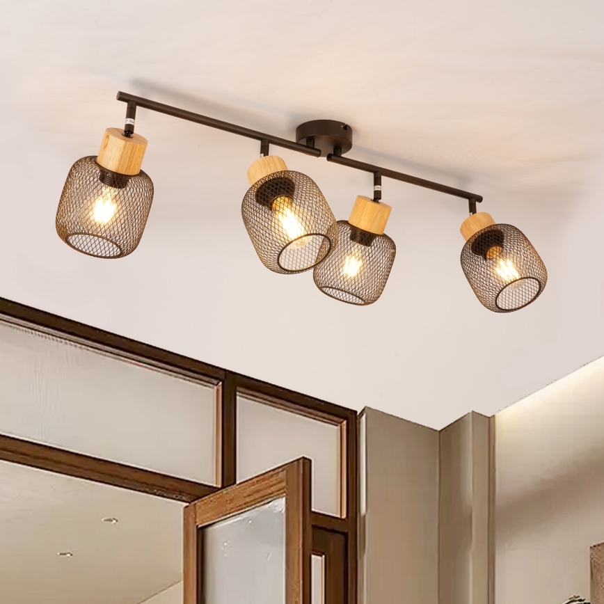 Brilagi - Bodové svítidlo BASKLITE 4xE27/15W/230V kaučukovník/černá