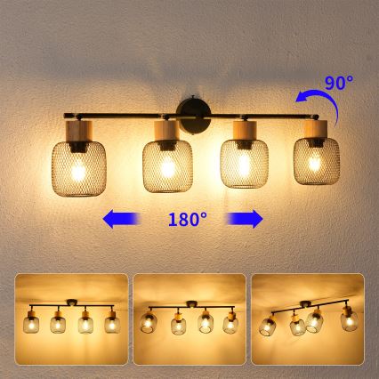 Brilagi - Bodové svítidlo BASKLITE 4xE27/15W/230V kaučukovník/černá