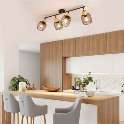 Brilagi - Bodové svítidlo BASKLITE 4xE27/15W/230V kaučukovník/černá