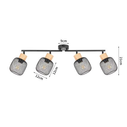 Brilagi - Bodové svítidlo BASKLITE 4xE27/15W/230V kaučukovník/černá