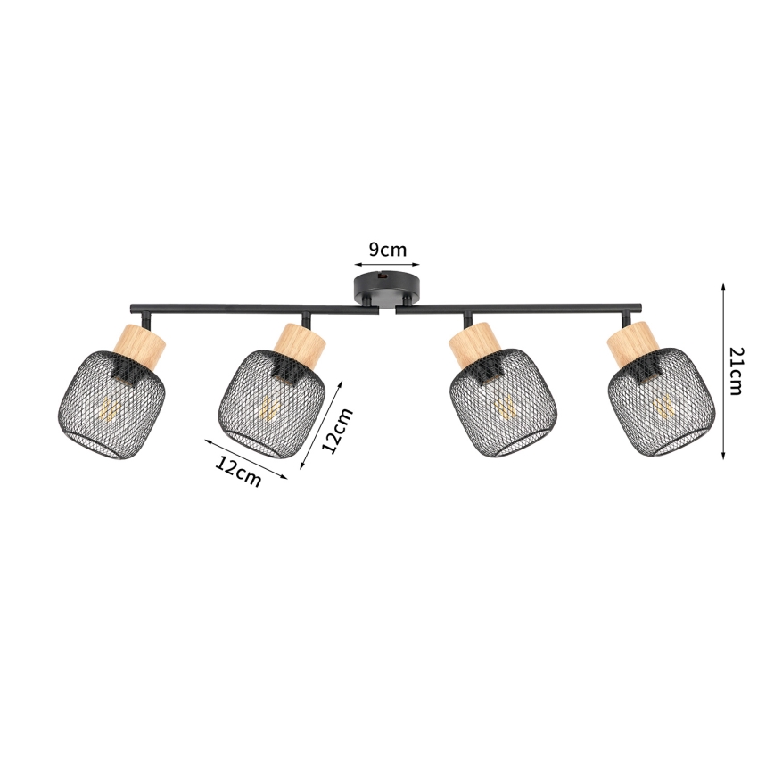 Brilagi - Bodové svítidlo BASKLITE 4xE27/15W/230V kaučukovník/černá