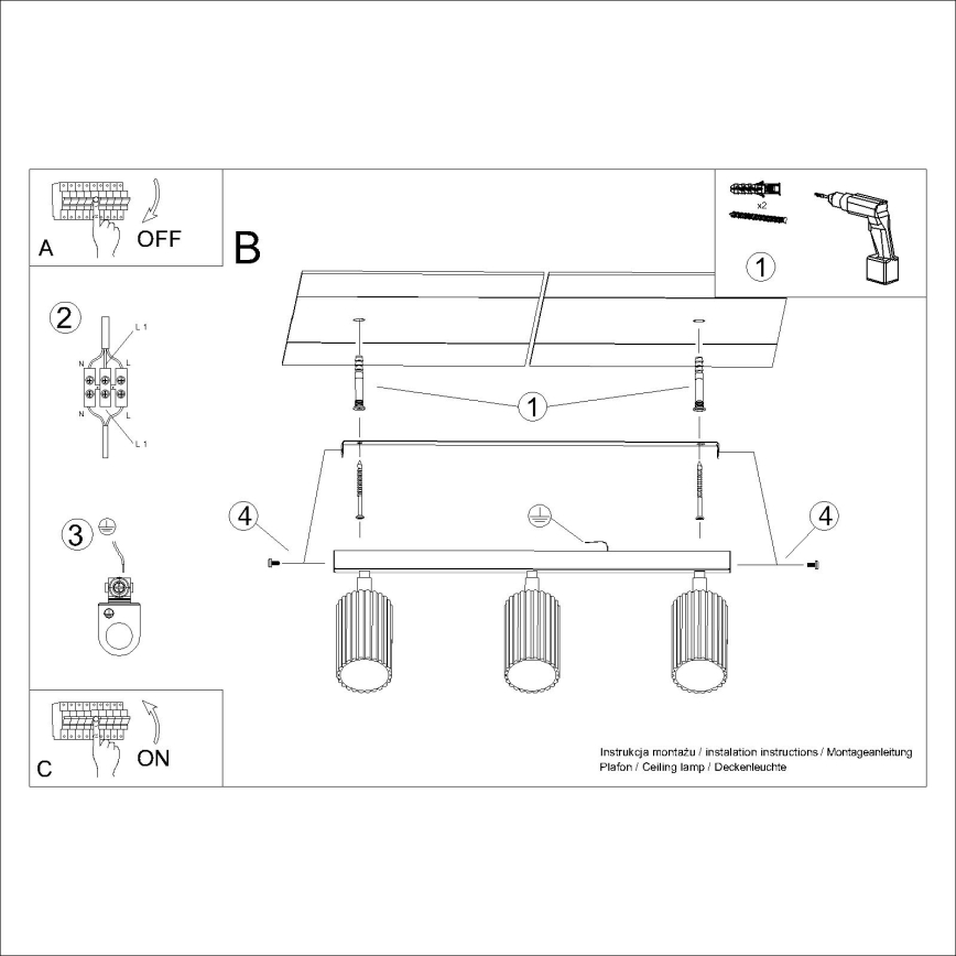 Brilagi - Bodové svítidlo CRESTO 3xGU10/10W/230V černá